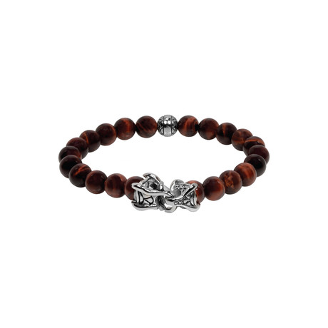 8mm Tiger Eye Beaded Bracelet // Red