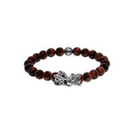 8mm Tiger Eye Beaded Bracelet // Red