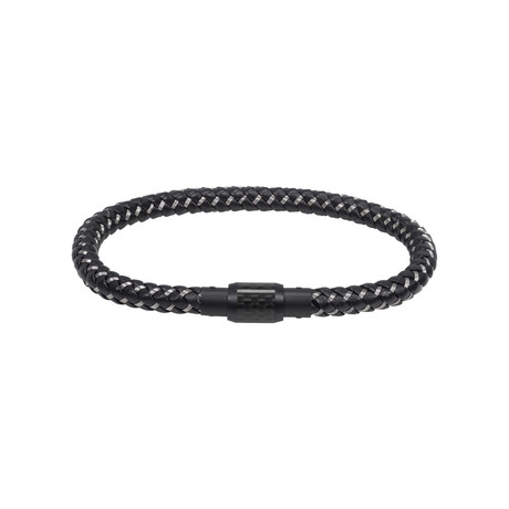 Braided Steel Wire + Leather Bracelet