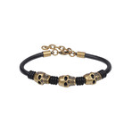 Skull Bridge Leather Bracelet // Antique Bronze