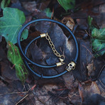 Skull Leather Bracelet // Antique Bronze