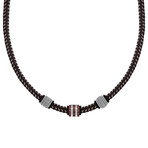Brown Leather Steel Wire Necklace