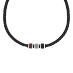 Black Leather Tri Color Necklace