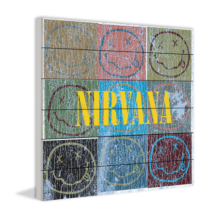 Nirvana Faces // White Wood (18"W x 18"H x 1.5"D)