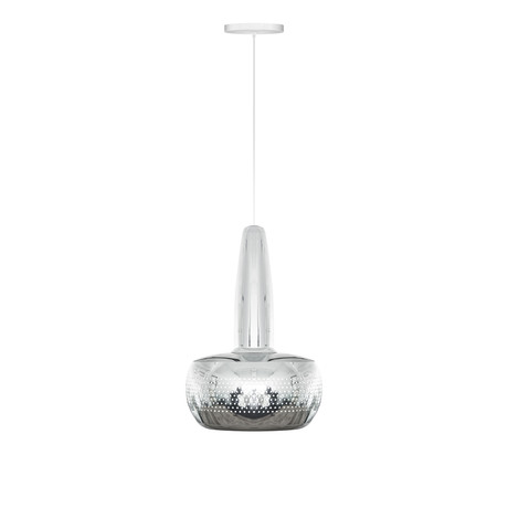 Clava Polished Steel Pendant Light (White Cord)