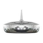 Clava Dine Polished Steel Pendant Light (White Cord)