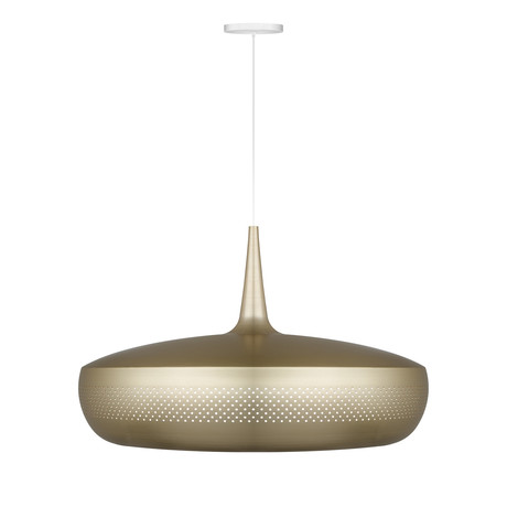 Clava Dine Brushed Brass Pendant Light (White Cord)