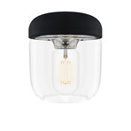 Acorn Black Pendant + LED Bulb // Polished Steel (Hardwired)