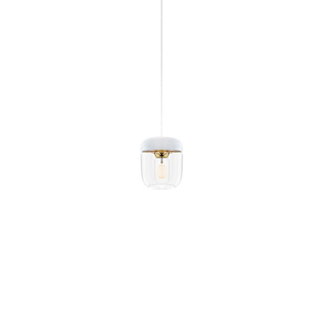 Acorn White Pendant + LED Bulb // Polished Brass (Hardwired)