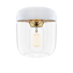 Acorn White Pendant + LED Bulb // Polished Brass (Hardwired)