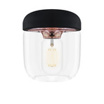 Acorn Black Pendant + LED Bulb // Polished Copper (Hardwired)