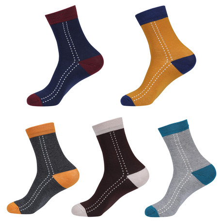 Dotted Color Block Sock // Assorted // Boxed Set Of 5