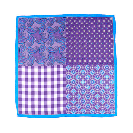 Four Squared Silk Hankie // Purple + Blue
