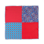 Paisley Polka Silk Hankie // Red + Blue