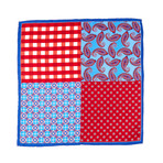 Four Squared Silk Hankie // Red + Blue
