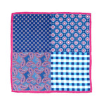 Four Squared Silk Hankie // Magenta + Blue