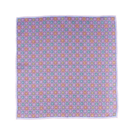 Boxed Floral Silk Hankie // Purple