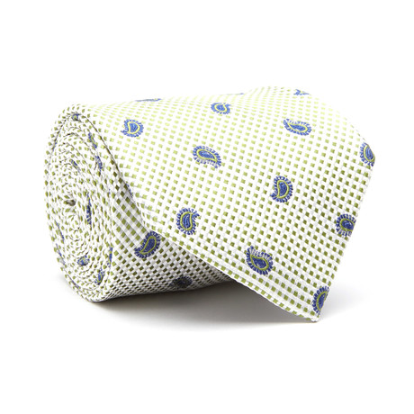 Basket Weave Paisley // Green + Blue