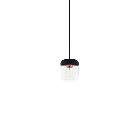 Acorn Black Pendant + LED Bulb // Polished Copper (Hardwired)