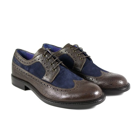 Kensington Wing-Tip Brogue Derby // Chocolate + Navy (US: 7.5)