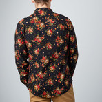 Contrast Pocket Floral Button-Up Shirt // Black (S)