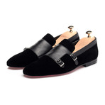 Double Monk Mixed Texture Loafer // Black (Euro: 41)