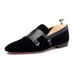 Double Monk Mixed Texture Loafer // Black (Euro: 45)