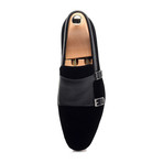 Double Monk Mixed Texture Loafer // Black (Euro: 42)