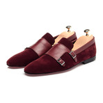 Double Monk Mixed Texture Loafer // Bordeaux (Euro: 45)