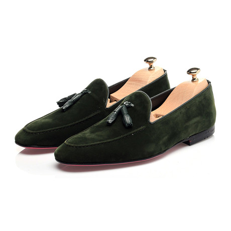 Tassel Stitched Smoking Slipper // Dark Green (Euro: 39)