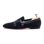 Double Monk Mixed Texture Loafer // Navy (Euro: 42)