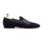 Double Monk Mixed Texture Loafer // Navy (Euro: 44)