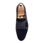 Double Monk Mixed Texture Loafer // Navy (Euro: 40)