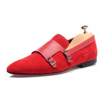 Double Monk Mixed Texture Loafer // Red (Euro: 42)