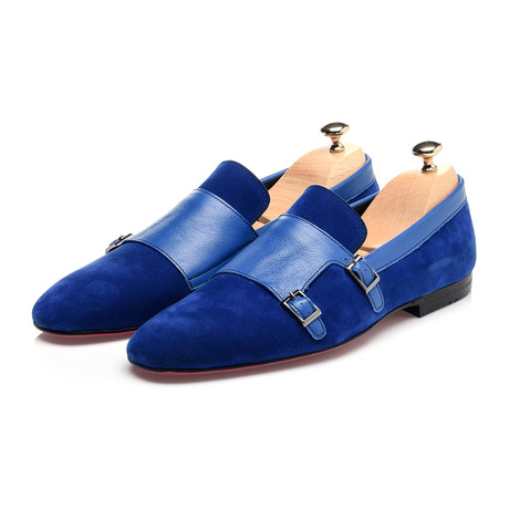 Double Monk Mixed Texture Loafer // Dark Blue (Euro: 39)