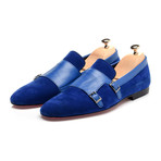 Double Monk Mixed Texture Loafer // Dark Blue (Euro: 40)