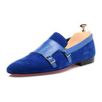 Double Monk Mixed Texture Loafer // Dark Blue (Euro: 42)