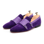 Double Monk Mixed Texture Loafer // Purple (Euro: 44)