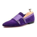 Double Monk Mixed Texture Loafer // Purple (Euro: 43)