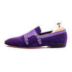 Double Monk Mixed Texture Loafer // Purple (Euro: 45)