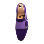 Double Monk Mixed Texture Loafer // Purple (Euro: 41)