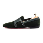 Double Monk Mixed Texture Loafer // Dark Green (Euro: 40)