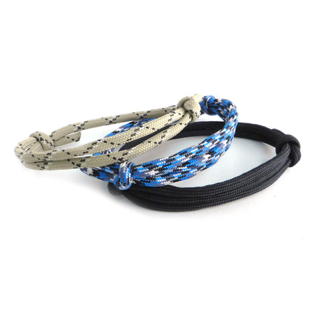 Paracord Slider Bracelet // Set of 3 (Blue + Brown Camo)