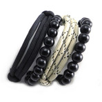 Paracord Slider + Black Glass Bead // Set of 4