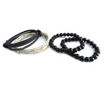 Paracord Slider + Black Glass Bead // Set of 4