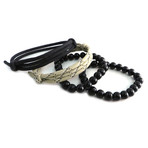 Paracord Slider + Black Glass Bead // Set of 4