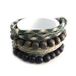 AMiGAZ // Paracord Slider + Wood Beads // Green + Black + Brown // Set of 4