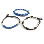Paracord + Leather Bracelet // Set of 3 (Blue)