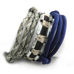 AMiGAZ // Paracord + Serpentine Leather Bracelet // Tan + Brown + Blue // Set of 3