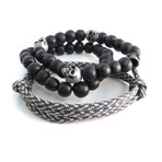 Paracord + Skull Bead Bracelet // Set of 3